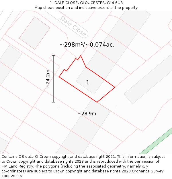 1, DALE CLOSE, GLOUCESTER, GL4 6UR: Plot and title map
