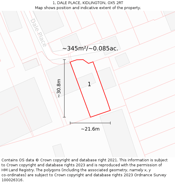 1, DALE PLACE, KIDLINGTON, OX5 2RT: Plot and title map
