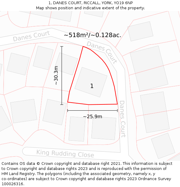 1, DANES COURT, RICCALL, YORK, YO19 6NP: Plot and title map