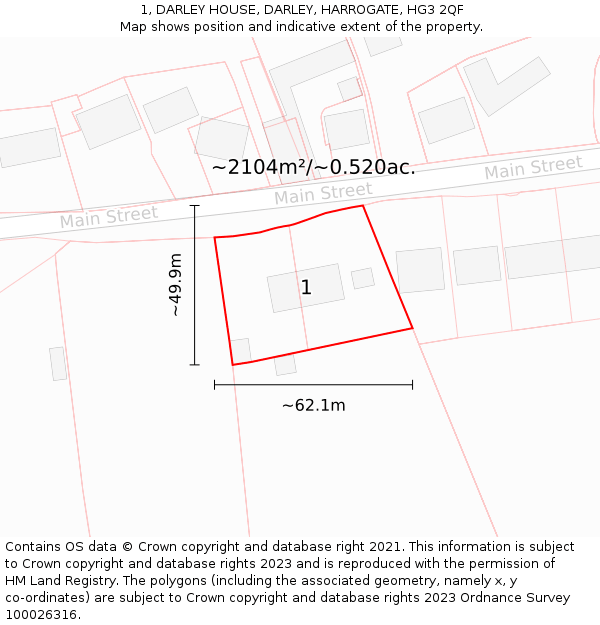 1, DARLEY HOUSE, DARLEY, HARROGATE, HG3 2QF: Plot and title map