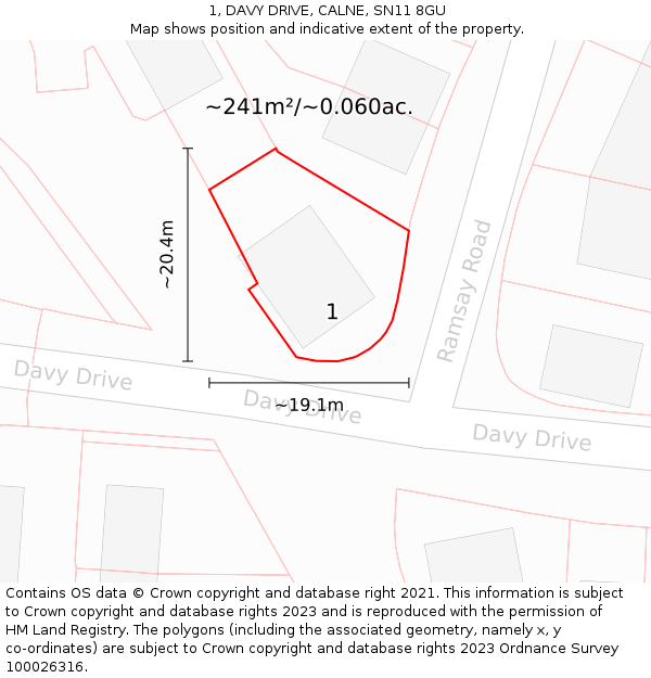 1, DAVY DRIVE, CALNE, SN11 8GU: Plot and title map