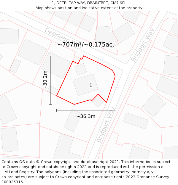1, DEERLEAP WAY, BRAINTREE, CM7 9FH: Plot and title map