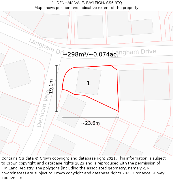 1, DENHAM VALE, RAYLEIGH, SS6 9TQ: Plot and title map
