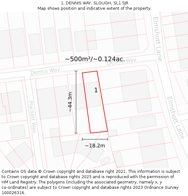 1, DENNIS WAY, SLOUGH, SL1 5JR: Plot and title map
