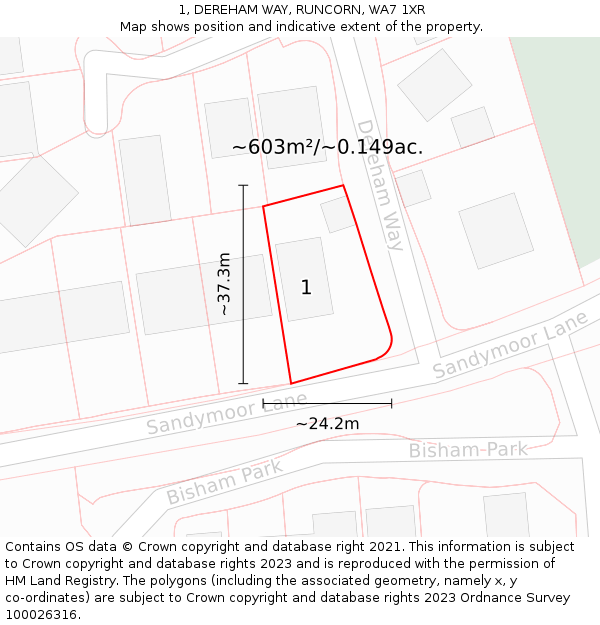 1, DEREHAM WAY, RUNCORN, WA7 1XR: Plot and title map