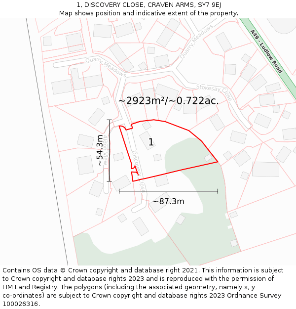 1, DISCOVERY CLOSE, CRAVEN ARMS, SY7 9EJ: Plot and title map