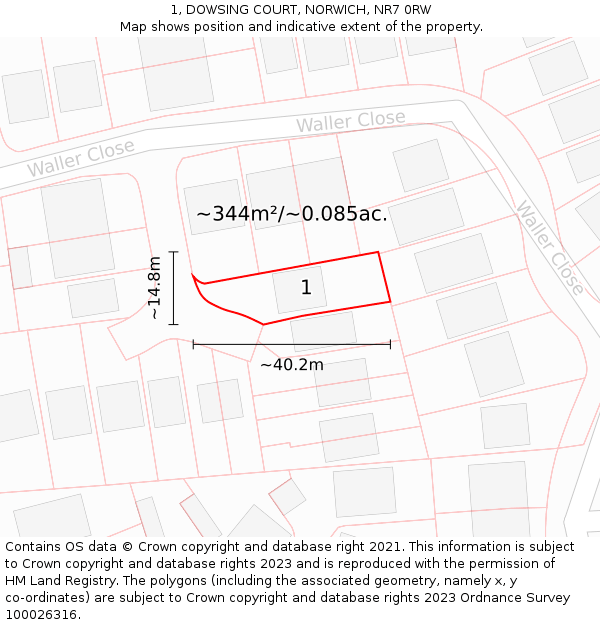 1, DOWSING COURT, NORWICH, NR7 0RW: Plot and title map