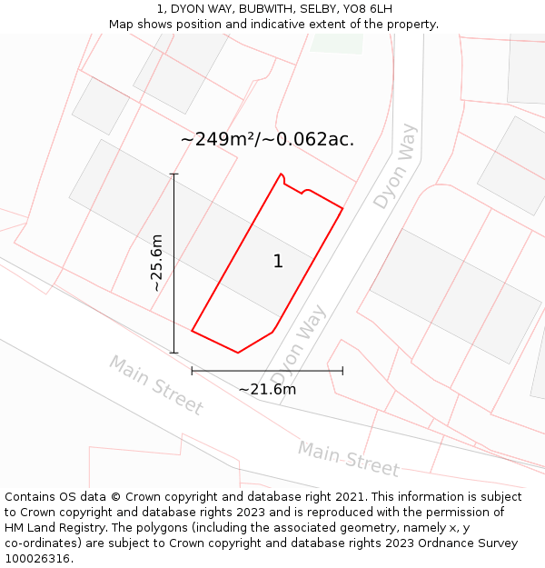 1, DYON WAY, BUBWITH, SELBY, YO8 6LH: Plot and title map