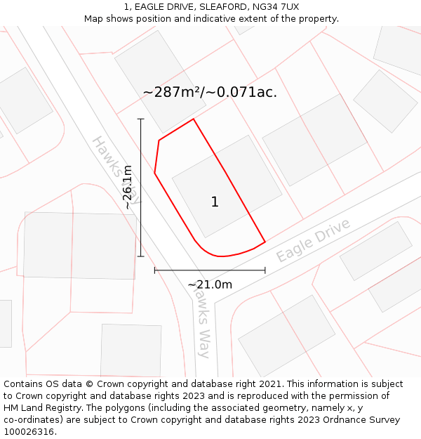 1, EAGLE DRIVE, SLEAFORD, NG34 7UX: Plot and title map