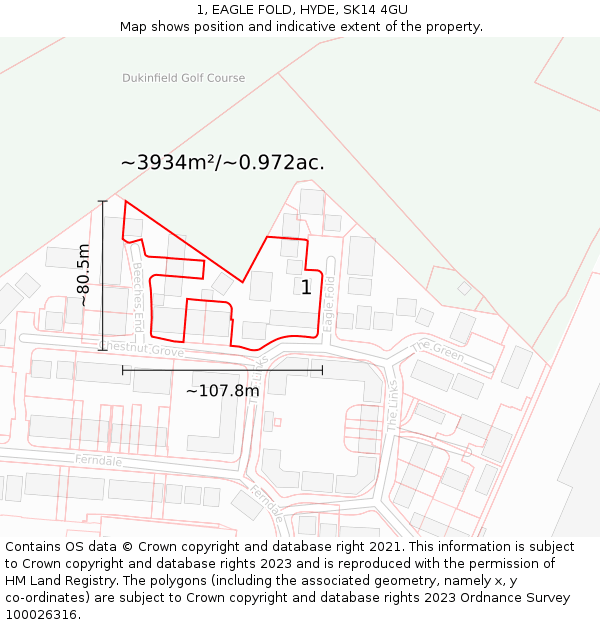 1, EAGLE FOLD, HYDE, SK14 4GU: Plot and title map