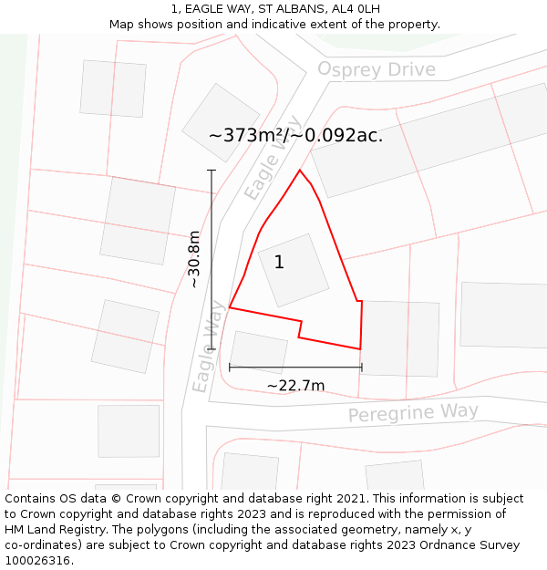 1, EAGLE WAY, ST ALBANS, AL4 0LH: Plot and title map