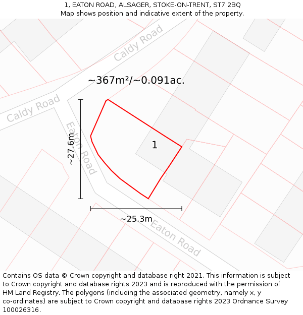 1, EATON ROAD, ALSAGER, STOKE-ON-TRENT, ST7 2BQ: Plot and title map