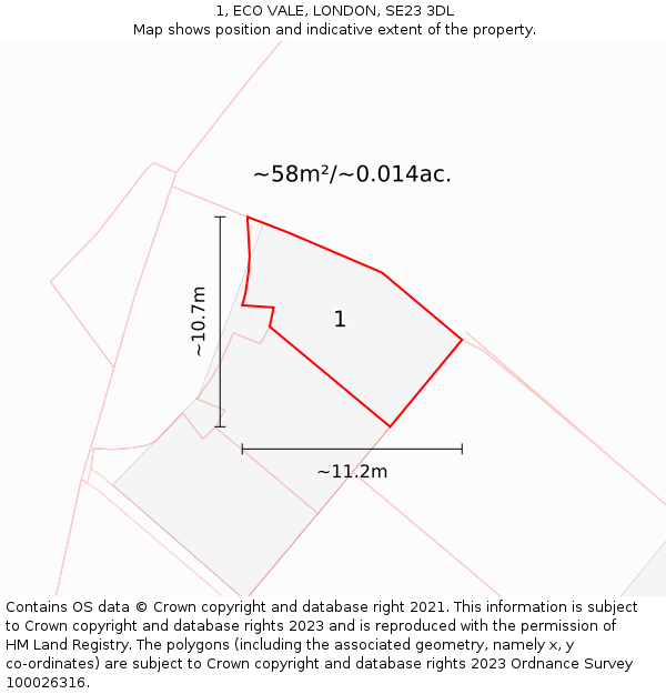 1, ECO VALE, LONDON, SE23 3DL: Plot and title map