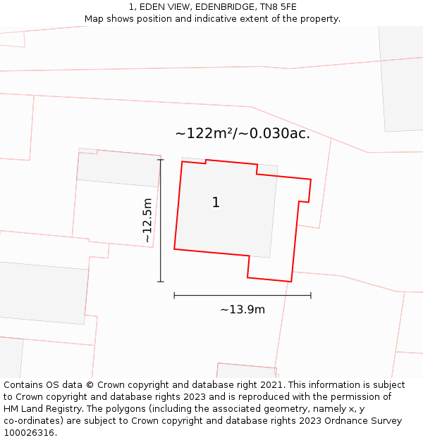 1, EDEN VIEW, EDENBRIDGE, TN8 5FE: Plot and title map