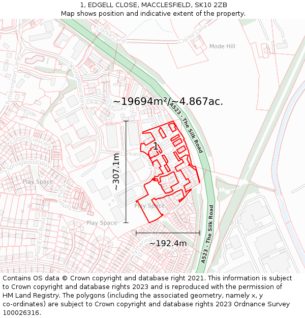 1, EDGELL CLOSE, MACCLESFIELD, SK10 2ZB: Plot and title map