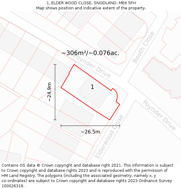 1, ELDER WOOD CLOSE, SNODLAND, ME6 5FH: Plot and title map