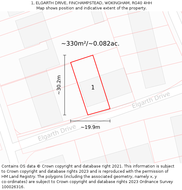 1, ELGARTH DRIVE, FINCHAMPSTEAD, WOKINGHAM, RG40 4HH: Plot and title map