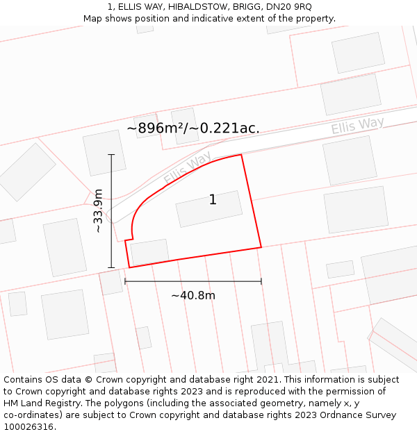 1, ELLIS WAY, HIBALDSTOW, BRIGG, DN20 9RQ: Plot and title map