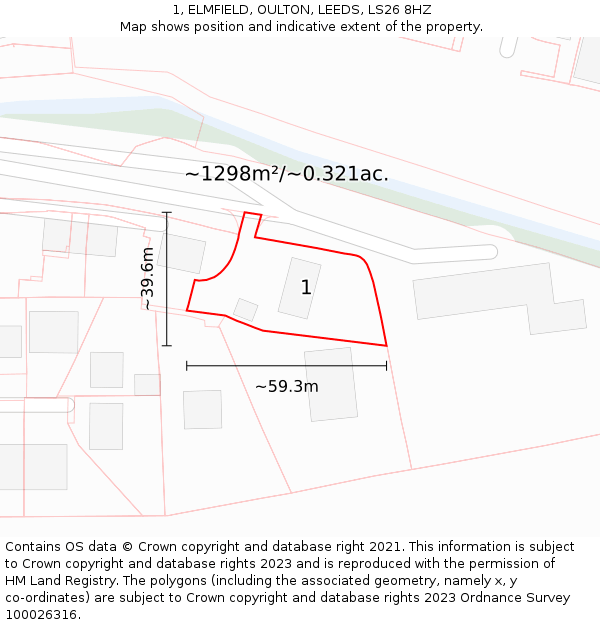 1, ELMFIELD, OULTON, LEEDS, LS26 8HZ: Plot and title map