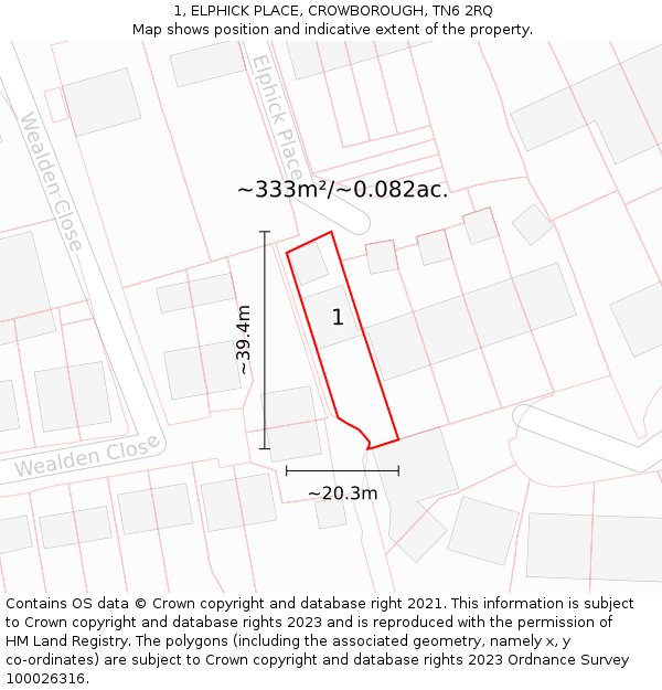 1, ELPHICK PLACE, CROWBOROUGH, TN6 2RQ: Plot and title map