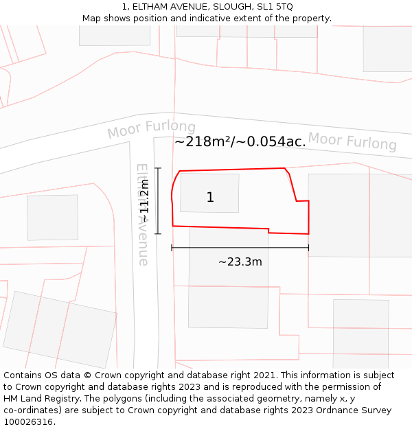 1, ELTHAM AVENUE, SLOUGH, SL1 5TQ: Plot and title map