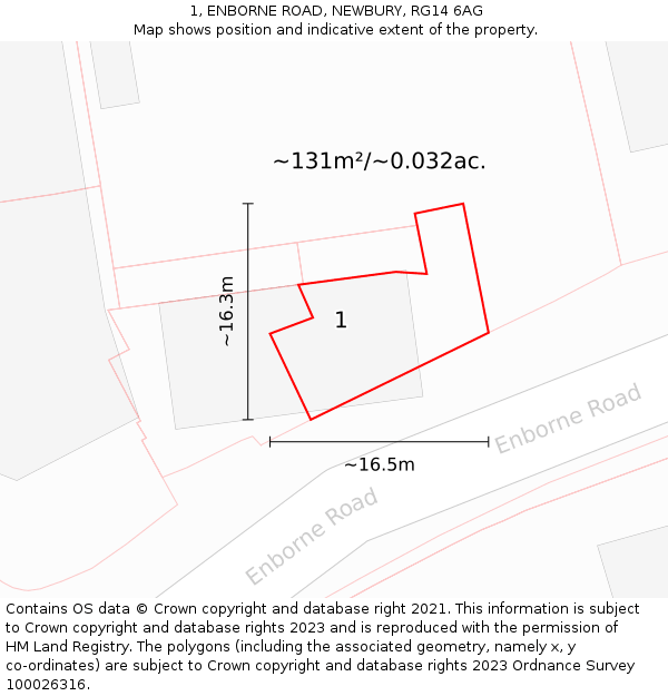 1, ENBORNE ROAD, NEWBURY, RG14 6AG: Plot and title map