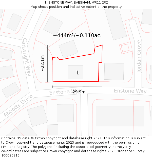 1, ENSTONE WAY, EVESHAM, WR11 2RZ: Plot and title map
