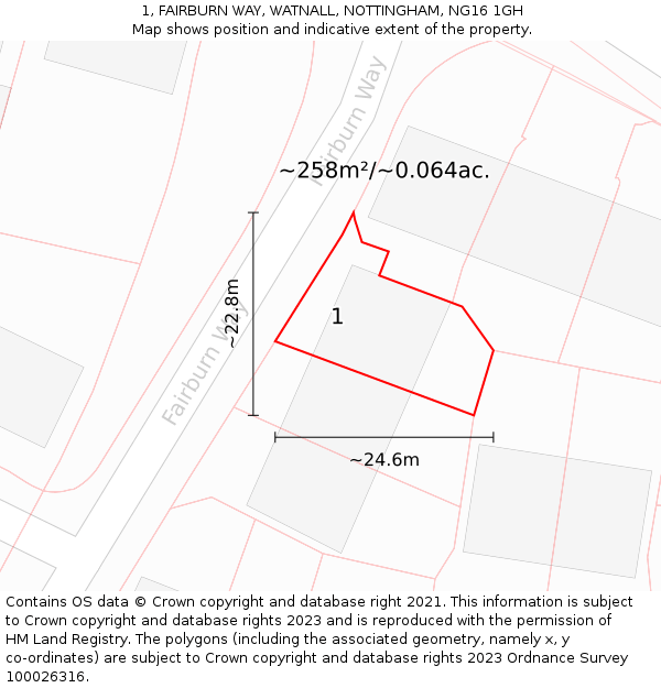 1, FAIRBURN WAY, WATNALL, NOTTINGHAM, NG16 1GH: Plot and title map