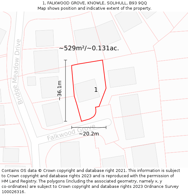 1, FALKWOOD GROVE, KNOWLE, SOLIHULL, B93 9QQ: Plot and title map