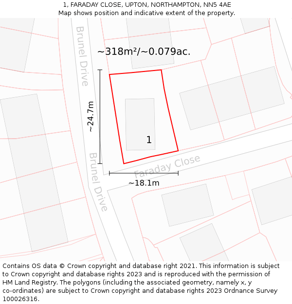 1, FARADAY CLOSE, UPTON, NORTHAMPTON, NN5 4AE: Plot and title map