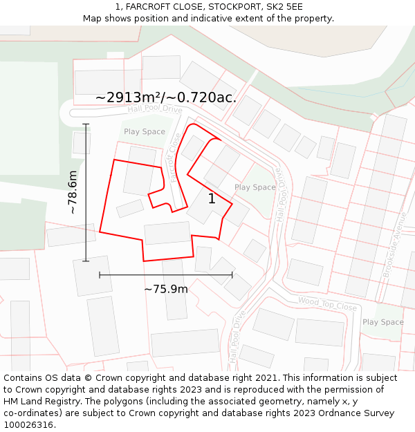 1, FARCROFT CLOSE, STOCKPORT, SK2 5EE: Plot and title map