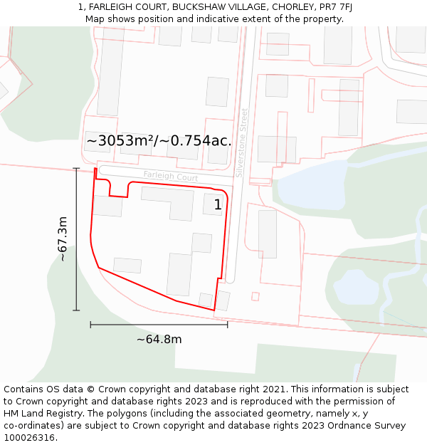1, FARLEIGH COURT, BUCKSHAW VILLAGE, CHORLEY, PR7 7FJ: Plot and title map
