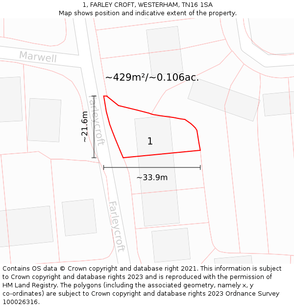 1, FARLEY CROFT, WESTERHAM, TN16 1SA: Plot and title map