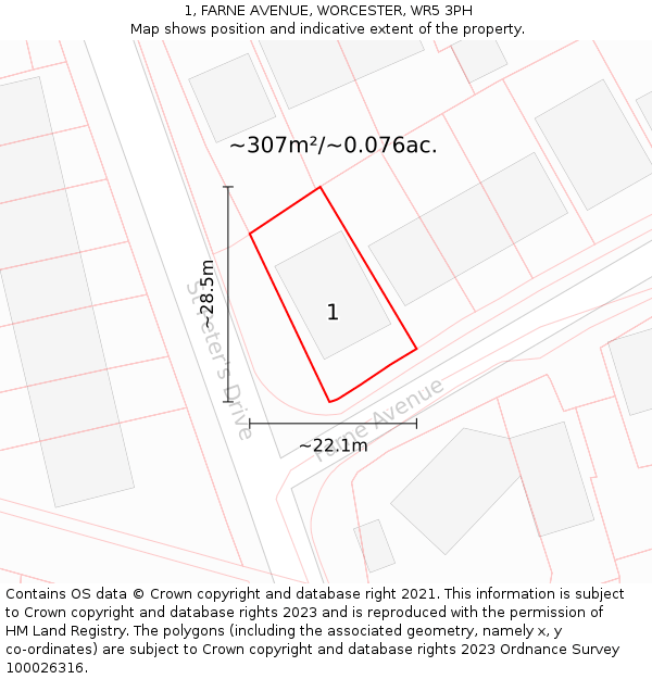 1, FARNE AVENUE, WORCESTER, WR5 3PH: Plot and title map