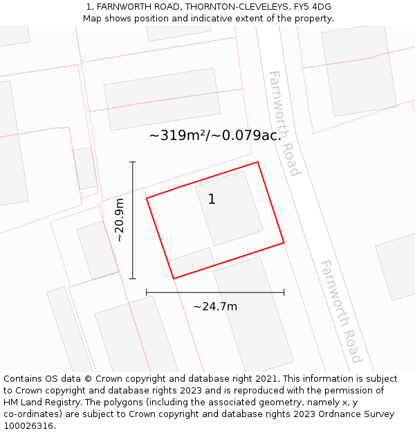 1, FARNWORTH ROAD, THORNTON-CLEVELEYS, FY5 4DG: Plot and title map