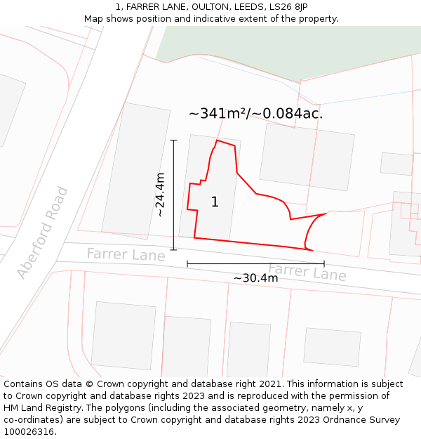 1, FARRER LANE, OULTON, LEEDS, LS26 8JP: Plot and title map