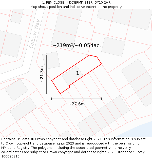 1, FEN CLOSE, KIDDERMINSTER, DY10 2HR: Plot and title map