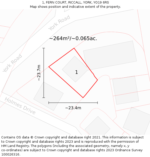 1, FERN COURT, RICCALL, YORK, YO19 6RS: Plot and title map