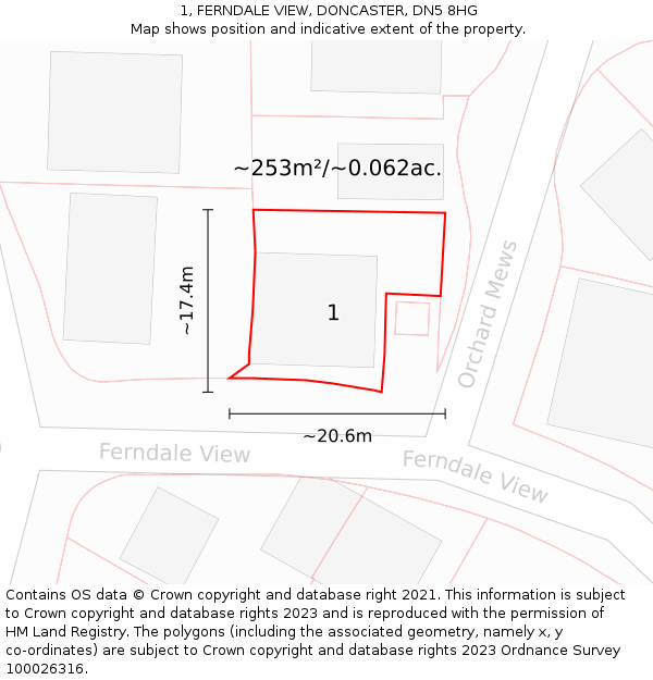 1, FERNDALE VIEW, DONCASTER, DN5 8HG: Plot and title map