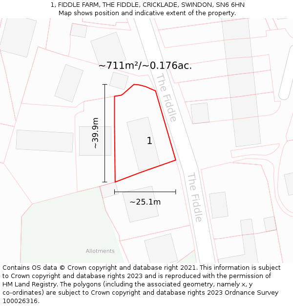1, FIDDLE FARM, THE FIDDLE, CRICKLADE, SWINDON, SN6 6HN: Plot and title map