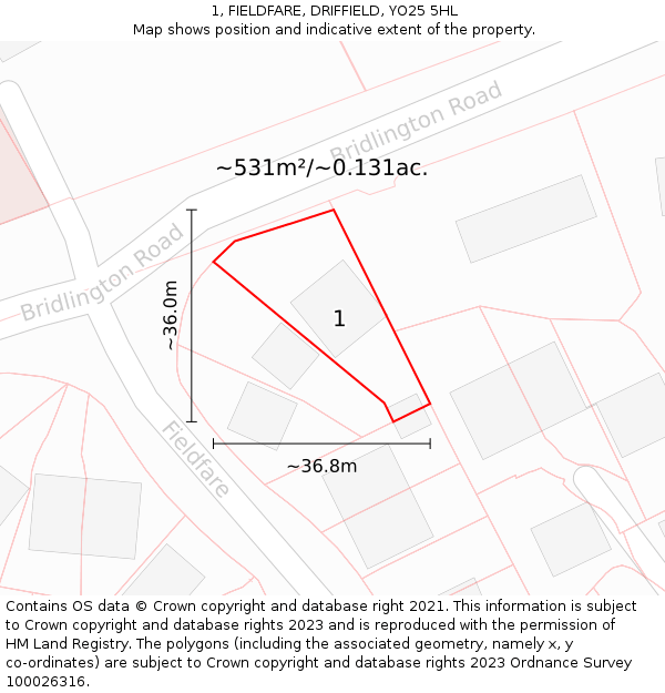 1, FIELDFARE, DRIFFIELD, YO25 5HL: Plot and title map