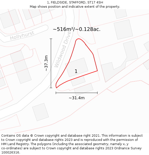 1, FIELDSIDE, STAFFORD, ST17 4SH: Plot and title map