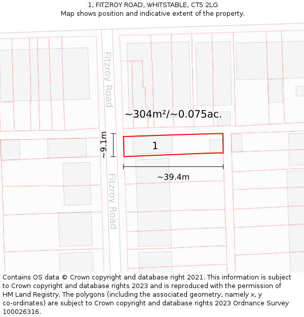 1, FITZROY ROAD, WHITSTABLE, CT5 2LG: Plot and title map