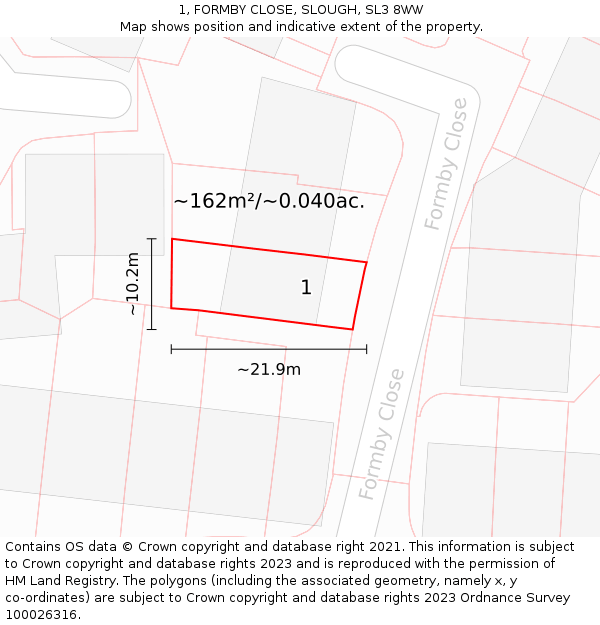 1, FORMBY CLOSE, SLOUGH, SL3 8WW: Plot and title map