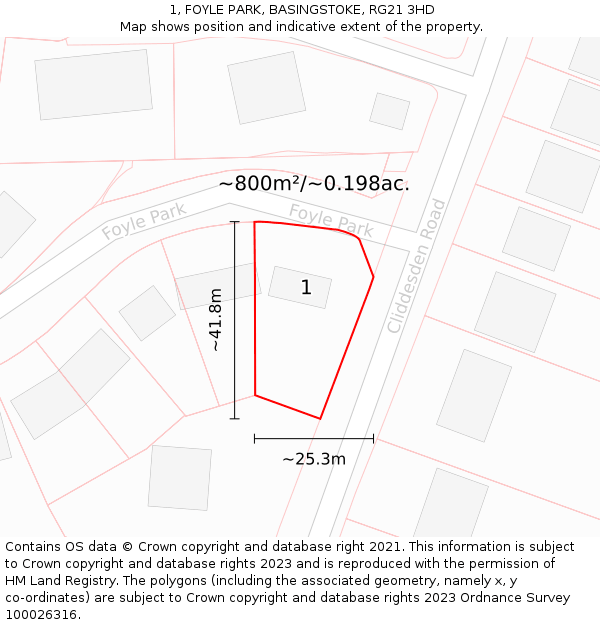 1, FOYLE PARK, BASINGSTOKE, RG21 3HD: Plot and title map