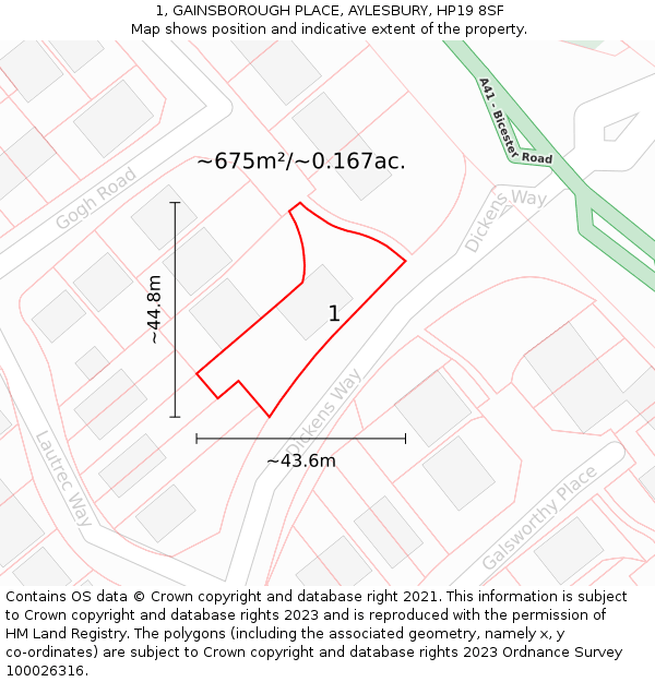 1, GAINSBOROUGH PLACE, AYLESBURY, HP19 8SF: Plot and title map