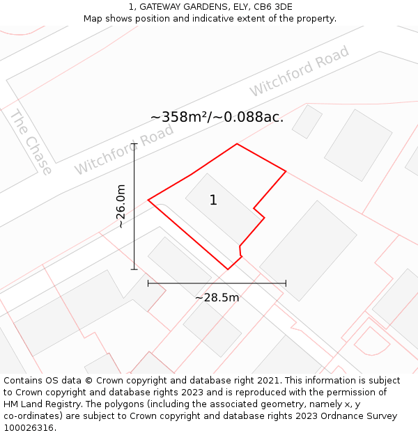 1, GATEWAY GARDENS, ELY, CB6 3DE: Plot and title map
