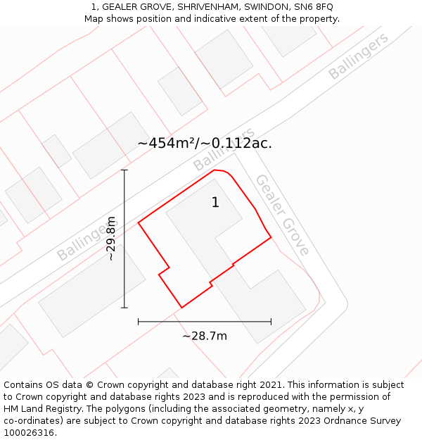1, GEALER GROVE, SHRIVENHAM, SWINDON, SN6 8FQ: Plot and title map