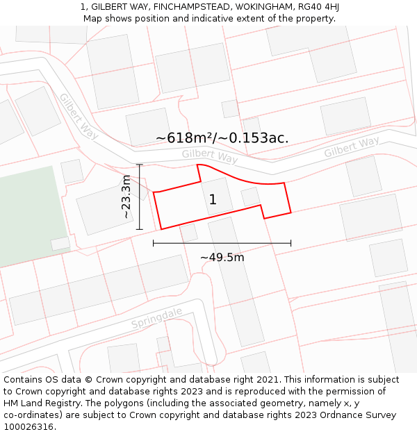 1, GILBERT WAY, FINCHAMPSTEAD, WOKINGHAM, RG40 4HJ: Plot and title map