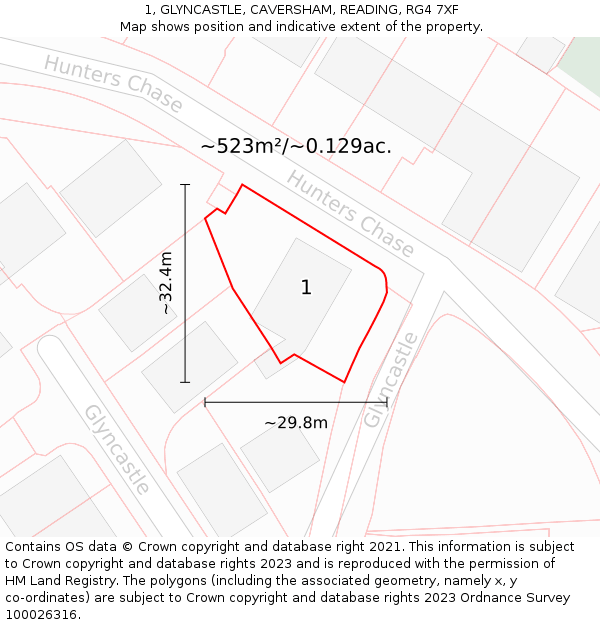 1, GLYNCASTLE, CAVERSHAM, READING, RG4 7XF: Plot and title map
